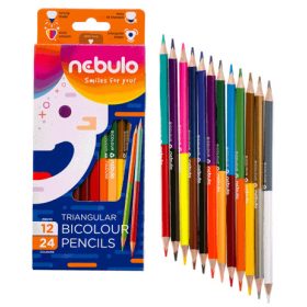   GigaDraw  Színes ceruza, kétvégű, háromszögletű, 12/24 színes