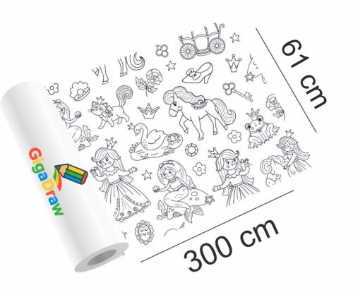 GigaDraw Princess Óriás színező + 12 db-os kéthegyű ceruza készlettel + matricaszettel Extra csomag